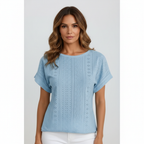 Olivia | Women's Top With Openwork Design And Short Sleeves | Casual