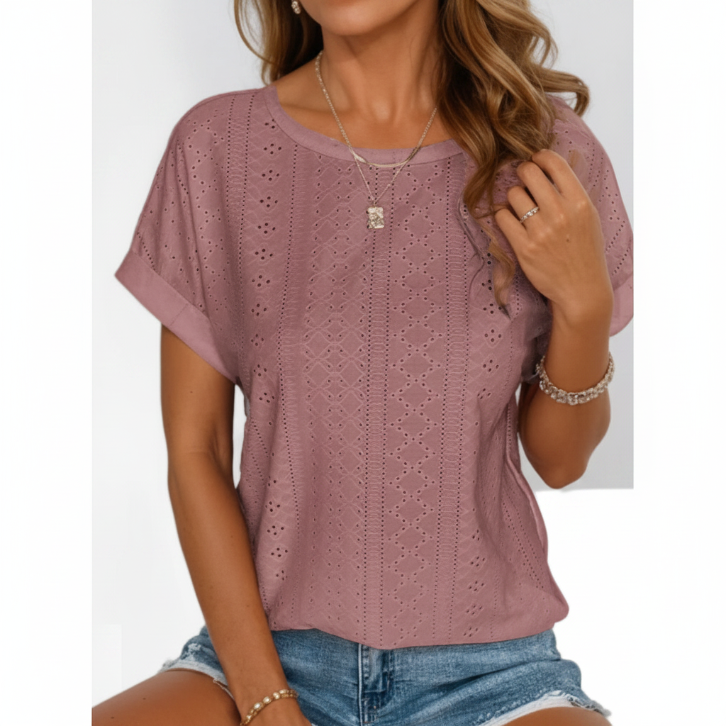 Olivia | Women's Top With Openwork Design And Short Sleeves | Casual