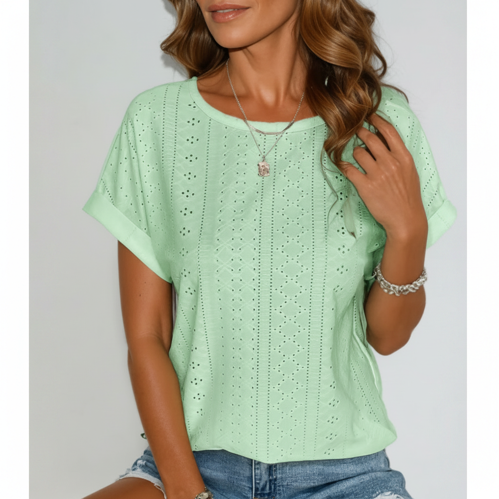 Olivia | Women's Top With Openwork Design And Short Sleeves | Casual