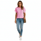 Olivia | Women's Top With Openwork Design And Short Sleeves | Casual