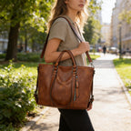 Olivia | Women’s Tote Bag With Zip Closure And Contrast Stitching | Classic