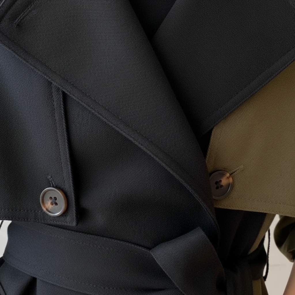Olivia | Women's Trench Coat With Belted Waist And Contrast Panels | Chic