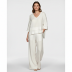 Olivia | Women's Two Piece Set With V Neck And Wide Leg Pants | Casual