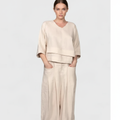 Olivia | Women's Two Piece Set With V Neck And Wide Leg Pants | Casual