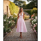 Olivia | Women's Wedding Guest Dress With Halter Neck And Pleated Skirt | Elegant