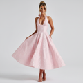 Olivia | Women's Wedding Guest Dress With Halter Neck And Pleated Skirt | Elegant