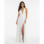 Olivia | Women's Wedding Guest Maxi Dress With Halter Neckline And Side Slit | Elegant