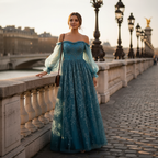 Olivia | Women's Wedding Guest Maxi Dress With Off Shoulder Neckline And Pleated Skirt | Elegant