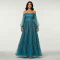 Olivia | Women's Wedding Guest Maxi Dress With Off Shoulder Neckline And Pleated Skirt | Elegant