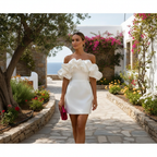 Olivia | Women's Wedding Guest Mini Dress With Strapless Neckline And Ruffle Detail | Elegant