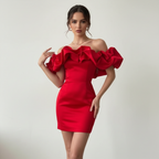 Olivia | Women's Wedding Guest Mini Dress With Strapless Neckline And Ruffle Detail | Elegant