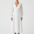 Olivia | Women's Wedding Maxi Dress With V-Neck And Long Puff Sleeves | Elegant