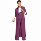 Olivia | Women's three Piece Set With Long Coat And Wide Leg Pants | Elegant