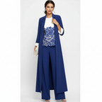 Olivia | Women's three Piece Set With Long Coat And Wide Leg Pants | Elegant