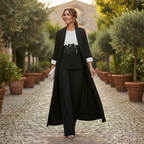 Olivia | Women's three Piece Set With Long Coat And Wide Leg Pants | Elegant