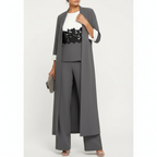 Olivia | Women's three Piece Set With Long Coat And Wide Leg Pants | Elegant