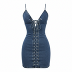 Poppy | Women’s Cocktail Mini Dress With Spaghetti Straps And Lace Up Front | Chic