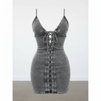 Poppy | Women’s Cocktail Mini Dress With Spaghetti Straps And Lace Up Front | Chic
