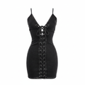 Poppy | Women’s Cocktail Mini Dress With Spaghetti Straps And Lace Up Front | Chic