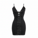 Poppy | Women’s Cocktail Mini Dress With Spaghetti Straps And Lace Up Front | Chic