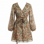 Poppy | Women’s Day Mini Dress With Paisley Print And V-Neckline | Bohemian