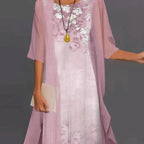Rosalie | Women's Wedding Guest Dress With Floral Print And Mesh Overlay