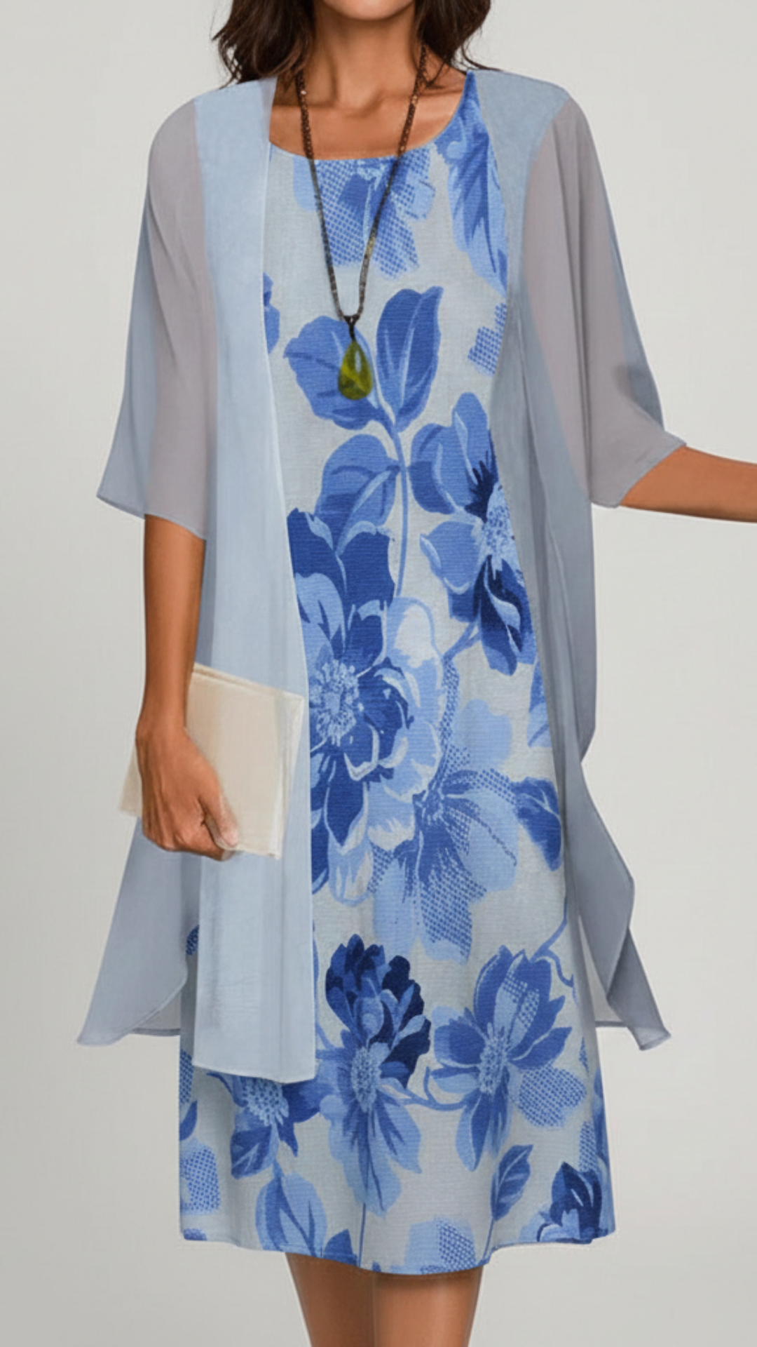 Rosalie | Women's Wedding Guest Dress With Floral Print And Mesh Overlay