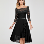 Serena | Women's Cocktail Midi Dress With Flutter Sleeves And V Neck