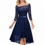 Serena | Women's Cocktail Midi Dress With Flutter Sleeves And V Neck