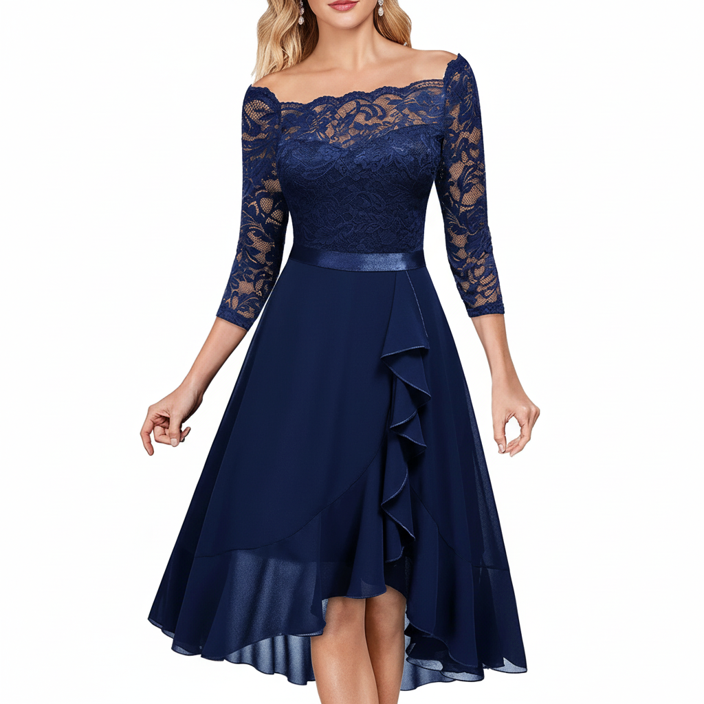 Serena | Women's Cocktail Midi Dress With Flutter Sleeves And V Neck