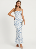 Serena | Women's Floral Maxi Dress With Puff Sleeve Design And V Neck