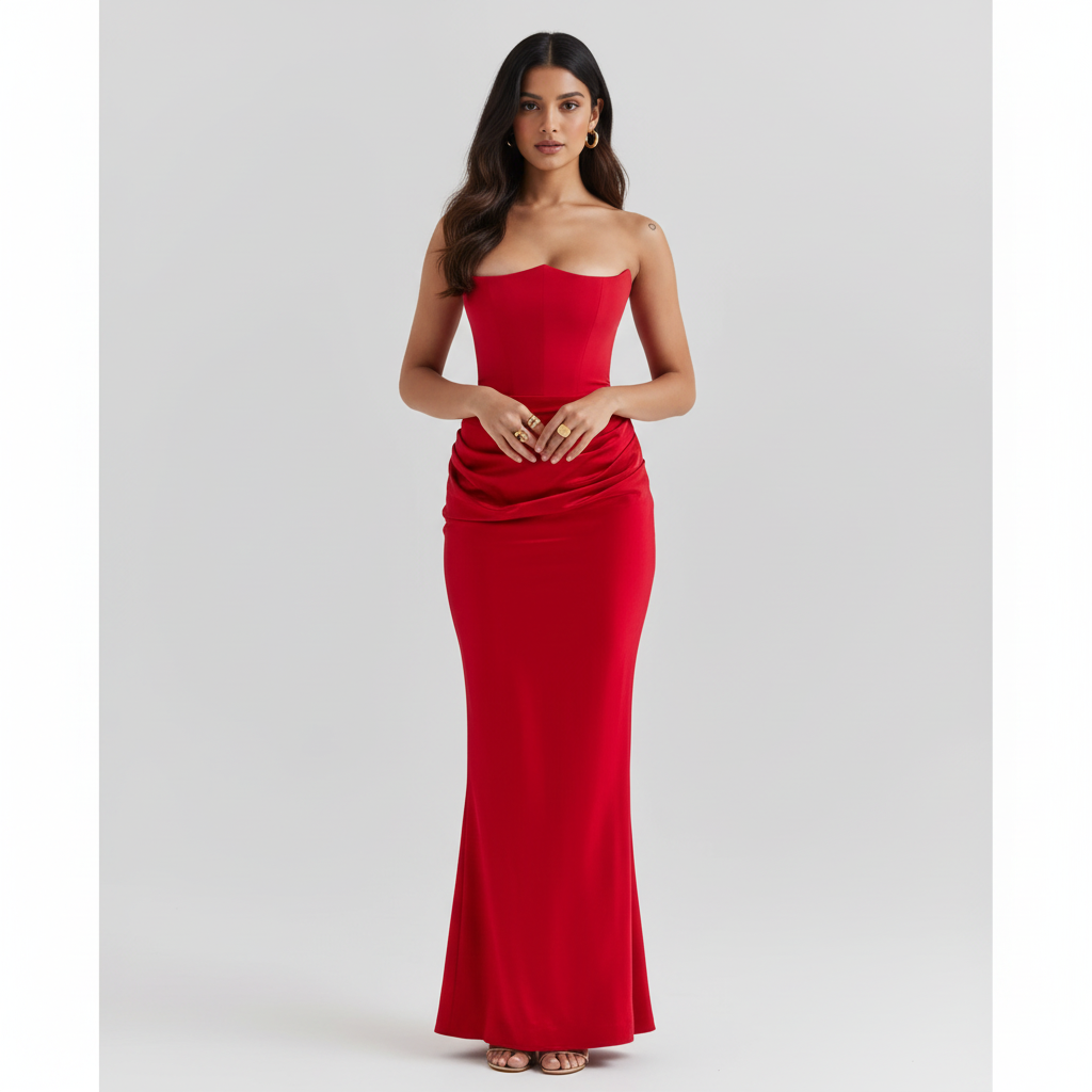 Serena | Women's Formal Maxi Dress With Printed Pattern And V Neck Wrap