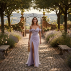 Serena | Women's Prom Maxi Dress With Lace Sleeve Design And High Neckline
