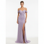 Serena | Women's Prom Maxi Dress With Lace Sleeve Design And High Neckline