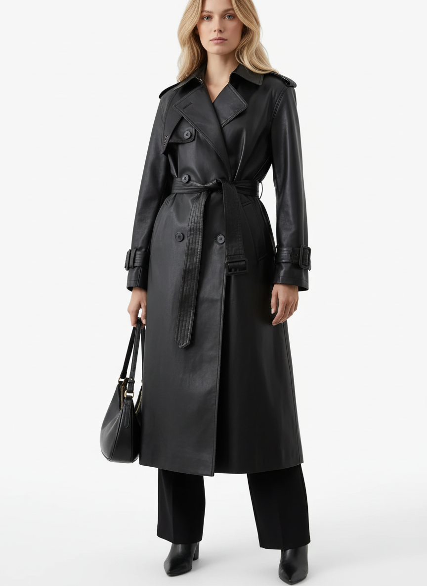 Serena | Women's Trench Coat With Waist Belt And Double Breasted Closure
