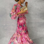 Sienna | Women's Cocktail Dress With V-Neck And Floral Print | Elegant