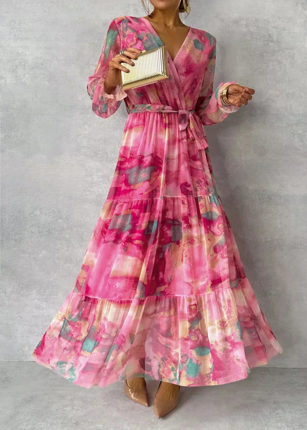 Sienna | Women's Cocktail Dress With V-Neck And Floral Print | Elegant