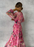 Sienna | Women's Cocktail Dress With V-Neck And Floral Print | Elegant