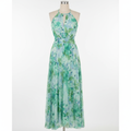 Sienna | Women’s Floral Maxi Dress With Halter Neckline And Waist Tie Belt | Elegant