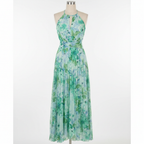 Sienna | Women’s Floral Maxi Dress With Halter Neckline And Waist Tie Belt | Elegant