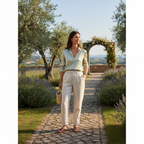 Sophia | Women's Blouse With Cuban Collar And Contrast Buttons | Elegant