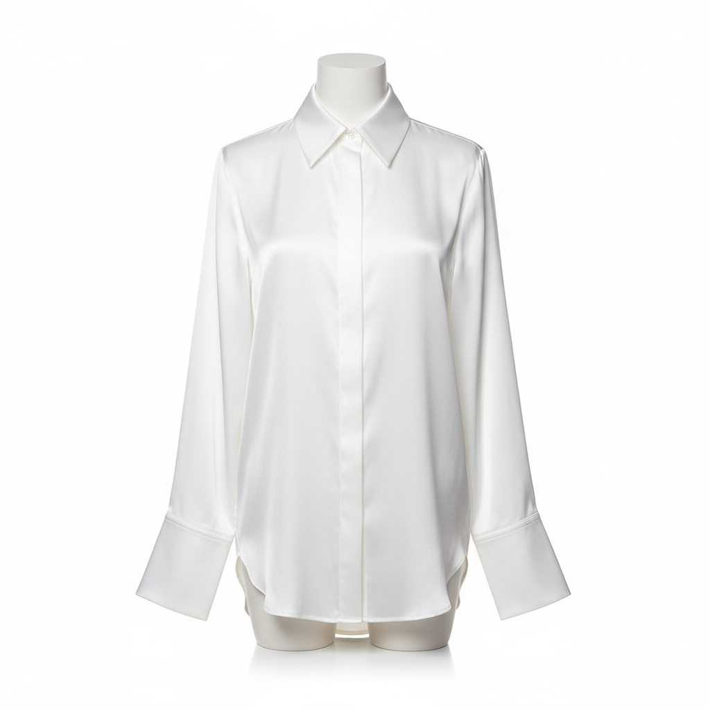 Sophia | Women's Blouse With Cuban Collar And Contrast Buttons | Elegant