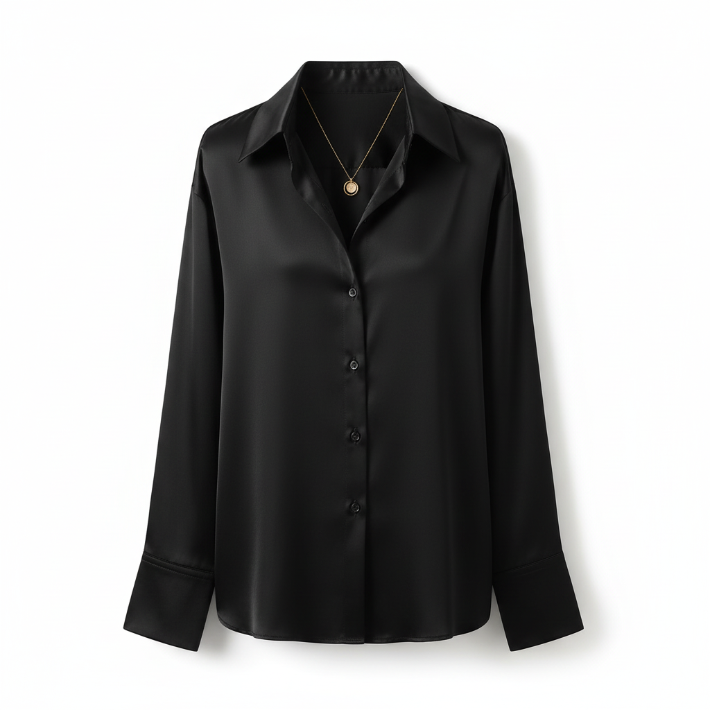Sophia | Women's Blouse With Cuban Collar And Contrast Buttons | Elegant