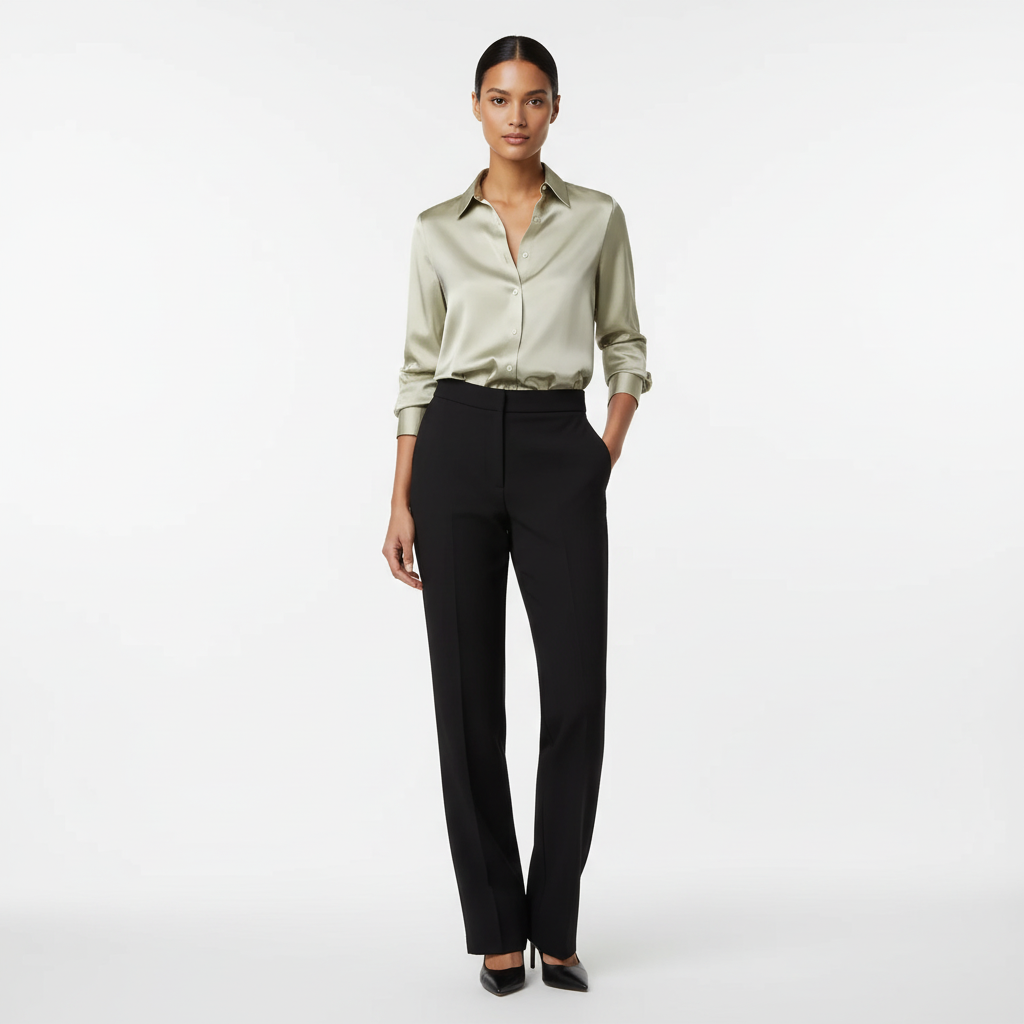 Sophia | Women's Blouse With Cuban Collar And Contrast Buttons | Elegant