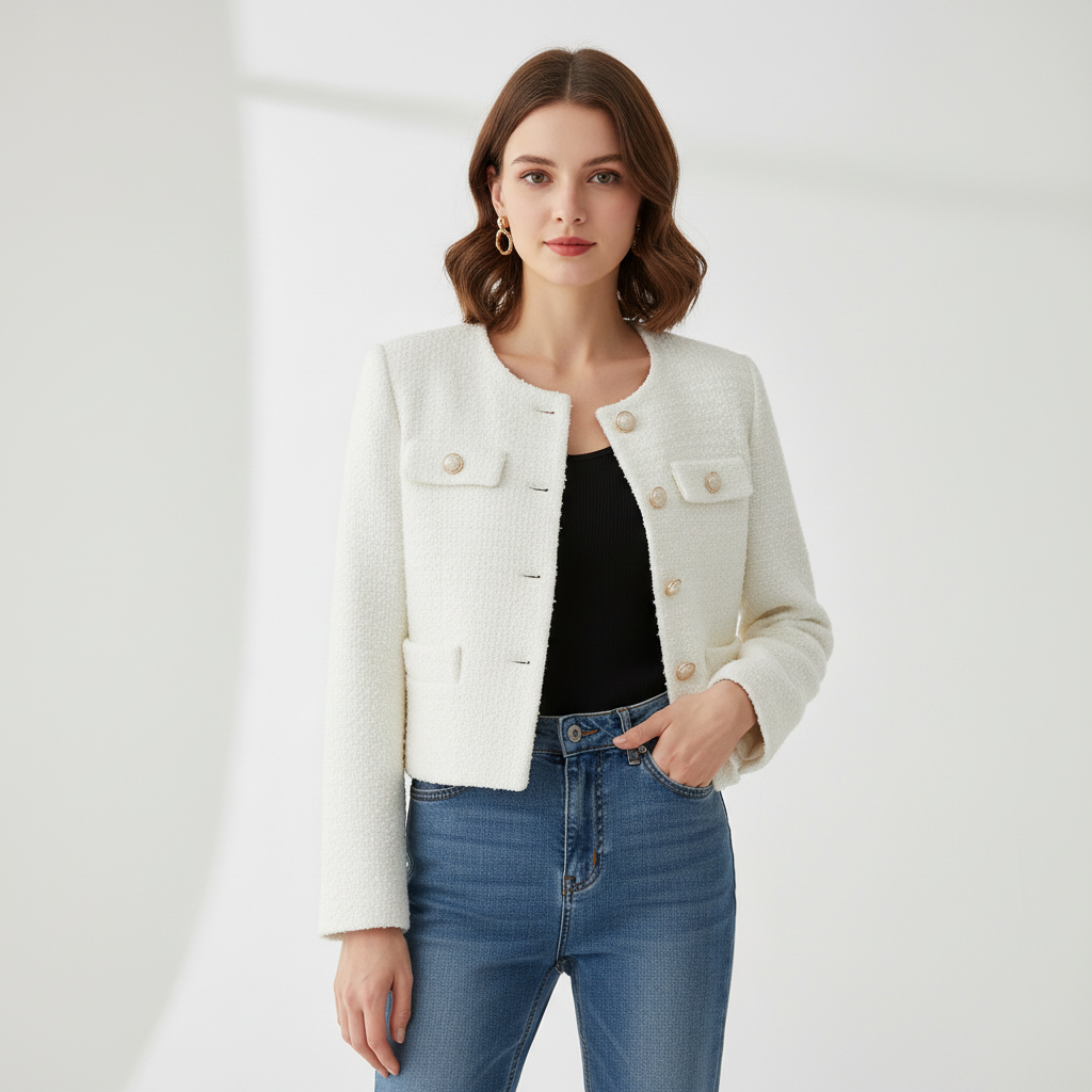 Sophia | Women's Bomber Jacket With Front Buttons And Patch Pockets | Chic