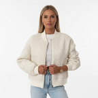Sophia | Women's Bomber Jacket With Quilted Texture And Zip Closure | Casual