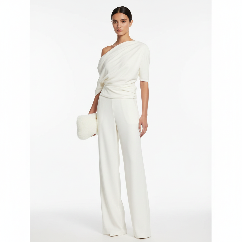 Sophia | Women's Jumpsuit With Asymmetric Neckline And Draped Detail | Elegant