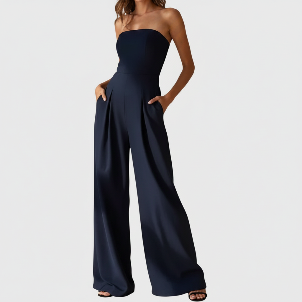 Sophia | Women's Jumpsuit With Strapless Neckline And Wide Leg Fit | Elegant
