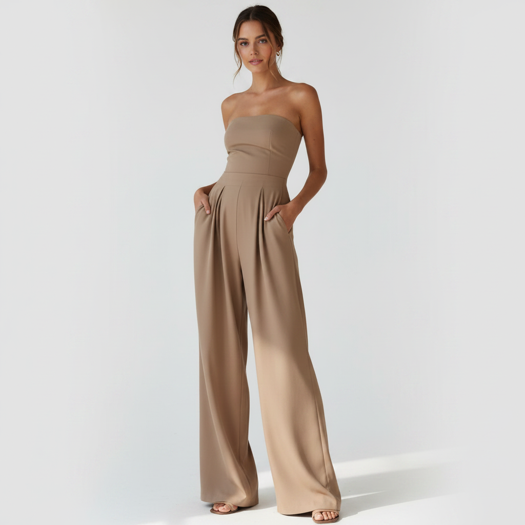 Sophia | Women's Jumpsuit With Strapless Neckline And Wide Leg Fit | Elegant