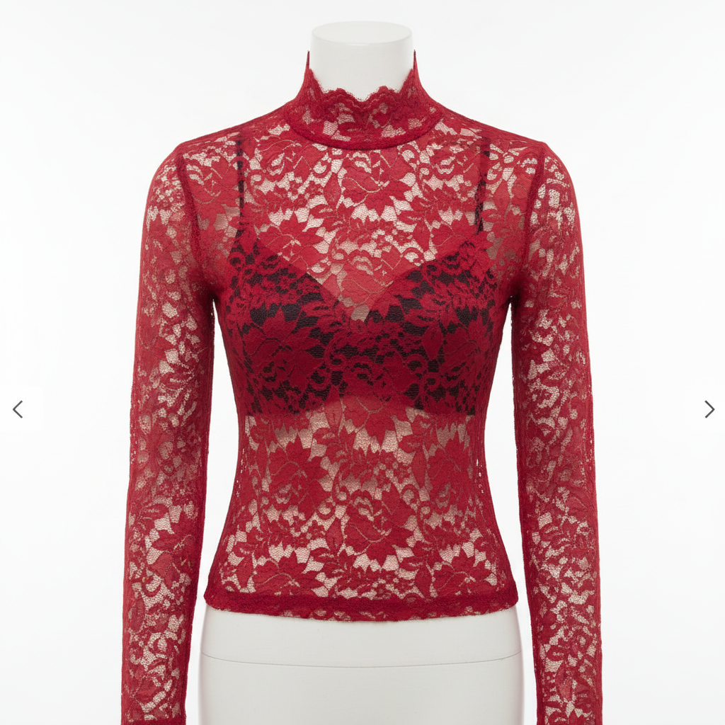 Sophia | Women's Lace Top With High Neck And Lace Detail | Elegant